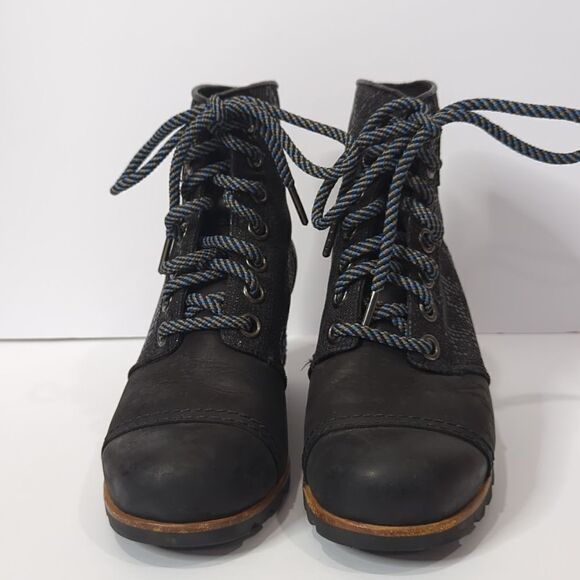 Sorel 1964 PDX Premium Wedge Bootie Black Embossed Snakeskin Size 7.5 - Picture 3 of 12